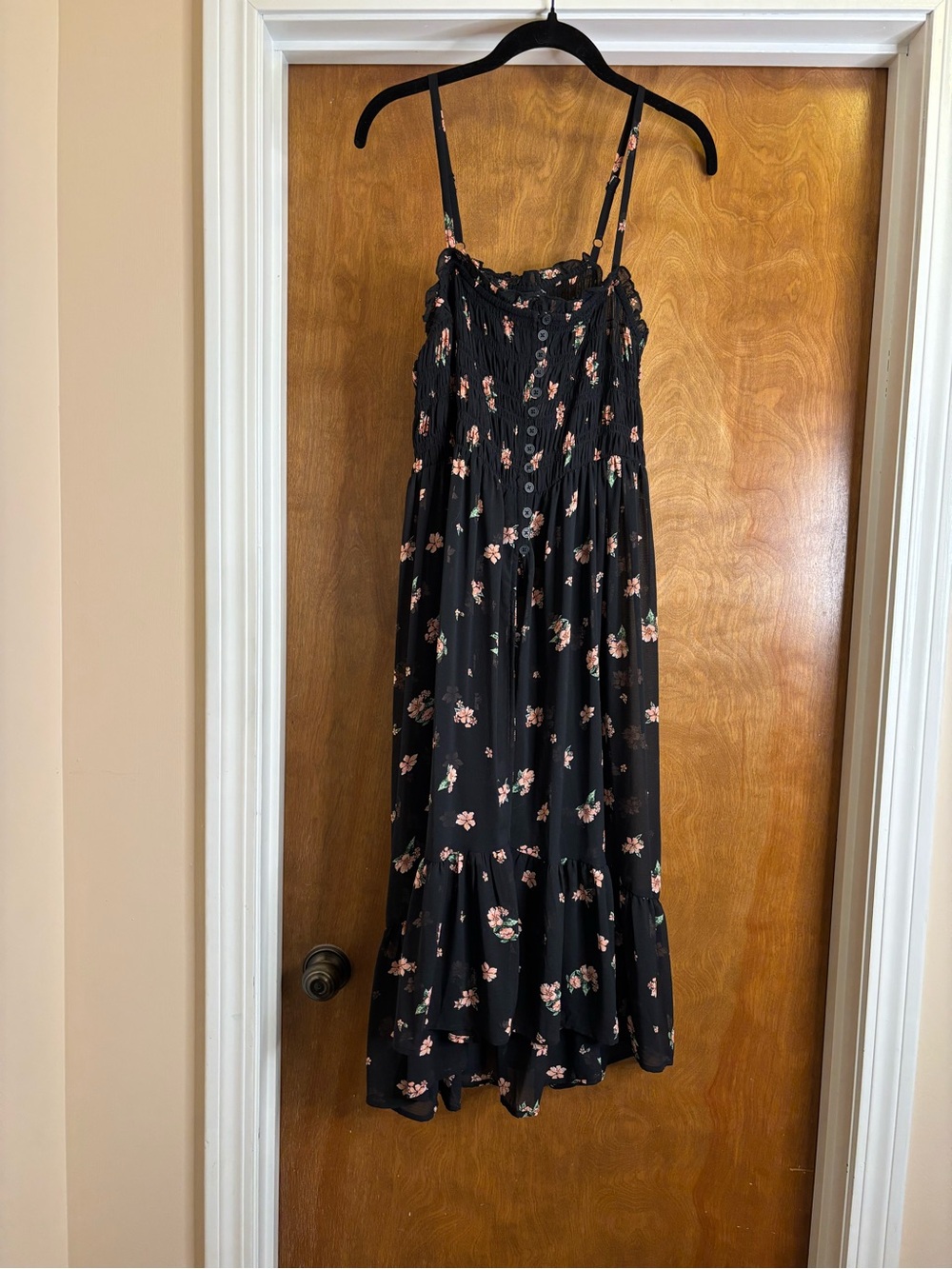 NWT torrid Black Floral Smocked Button Front Dress